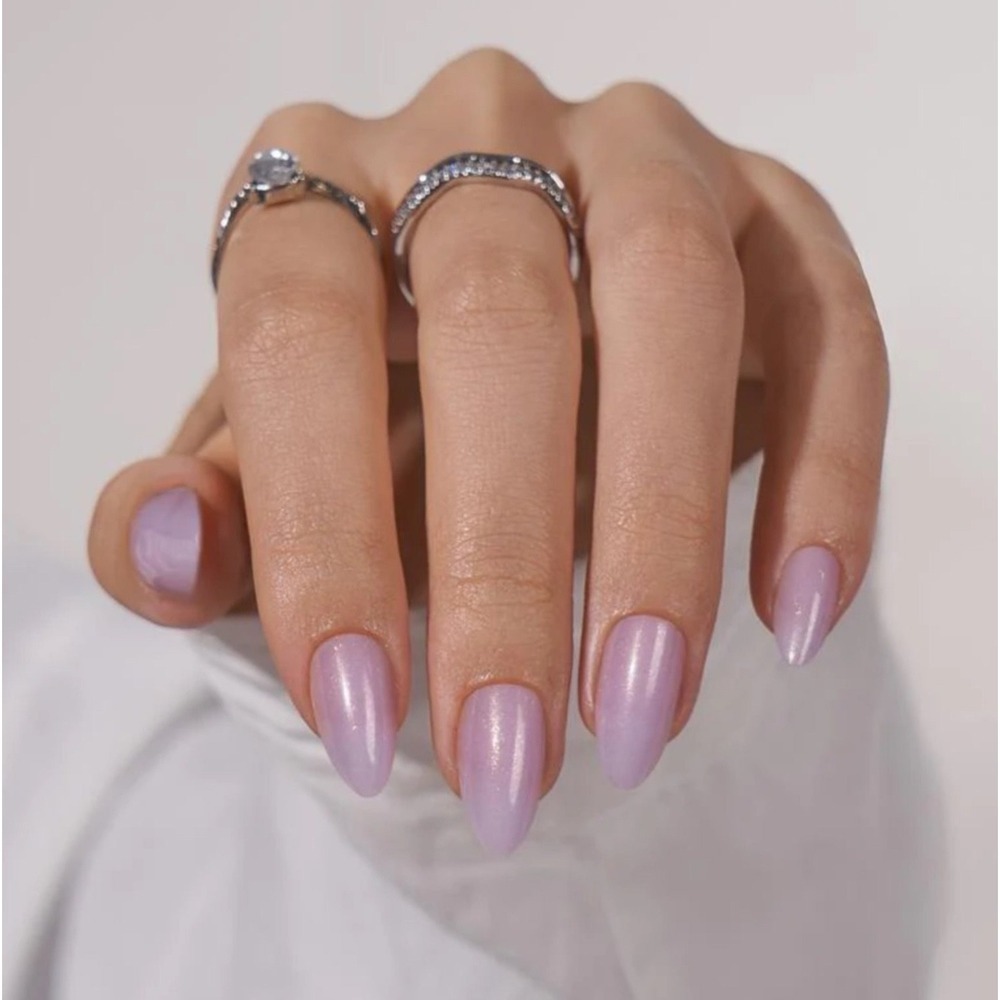 Press On Nails Medium Almond -Glitter Purple Press On Nails,